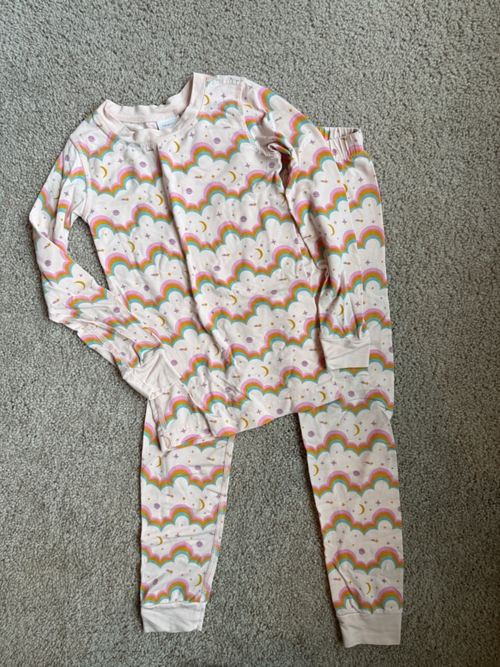 Hanna Andersson Light Pink Rainbow & Hanna Soft Star Pajama Set